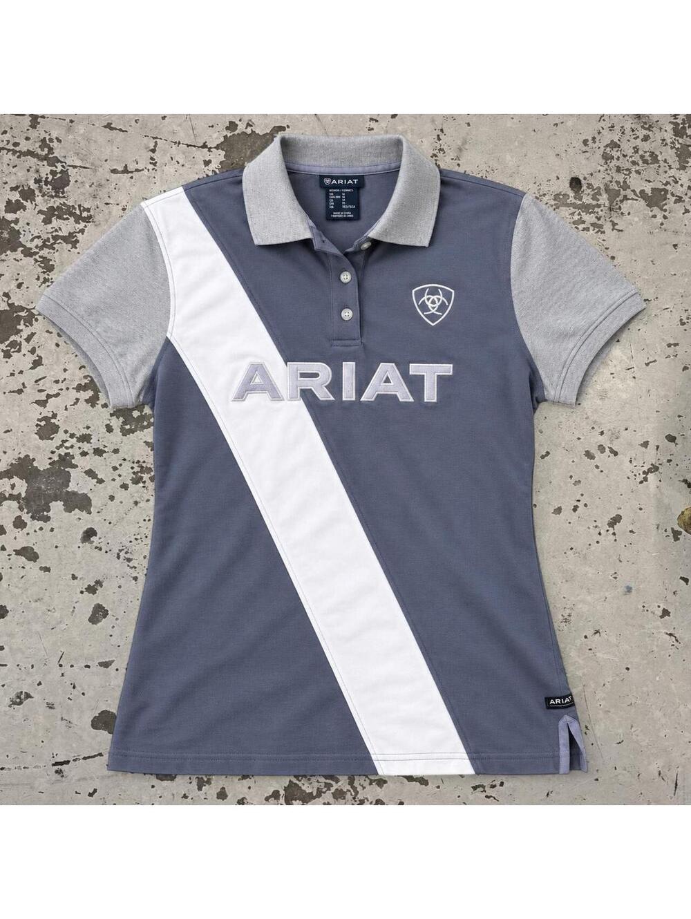 Ariat Women's Grey and Blue Polo-shirt